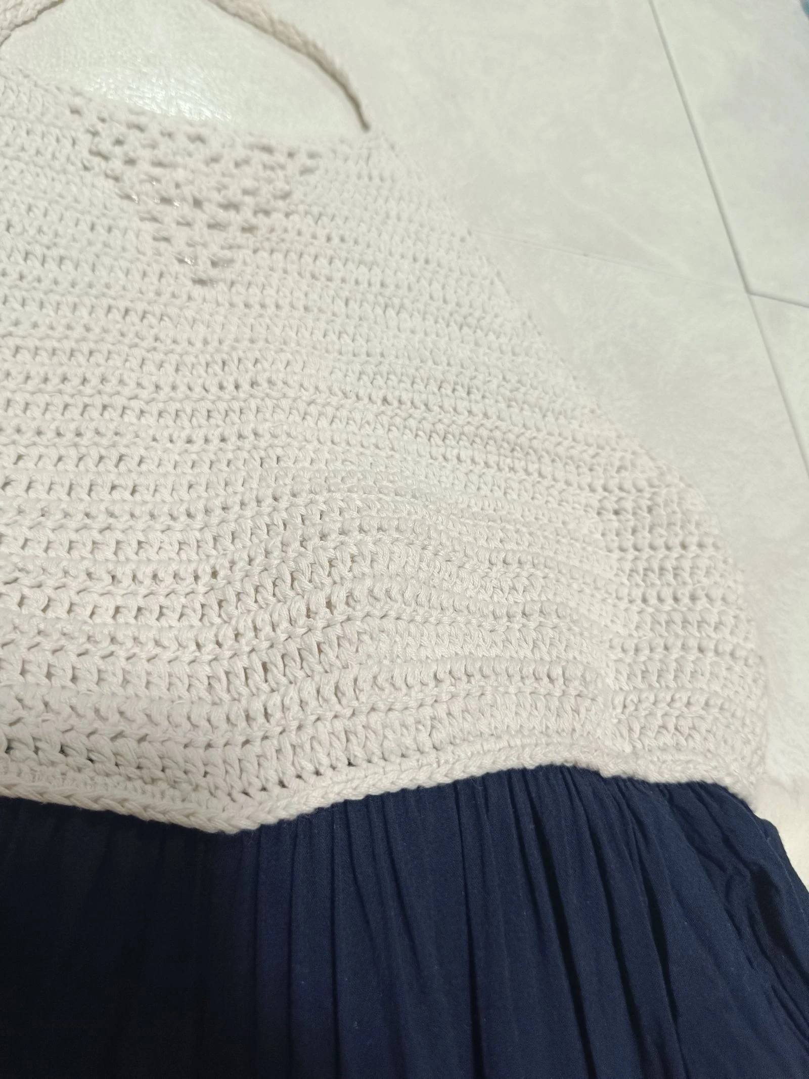 mono largo ganchillo azul marino mosnova - combinaison longue crochet bleu marine – photo 10